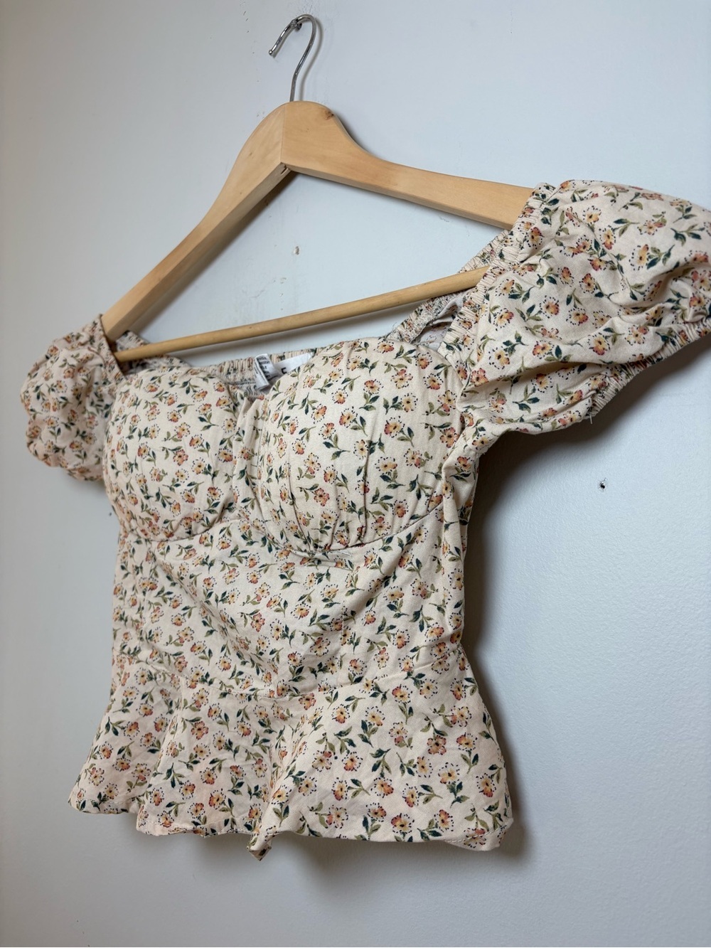 L.I.F.E. Love Is For Eternity Floral Bustier Puff Sleeve Cottagecore Crop Top XS